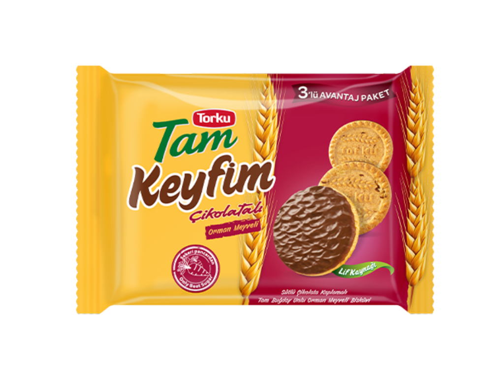 TORKU KEYFIM CHOCOLATE COATED BISCUIT W FOREST FRUIT (RUSEMYLI ORMAN MEYVELI) 3PCS X 84GR